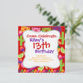 Fiesta Party Sombrero Limes Guitar Maraca Saguaro Einladung (Stehend Vorderseite)