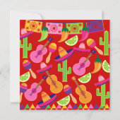 Fiesta Party Sombrero Limes Guitar Maraca Saguaro Einladung (Rückseite)