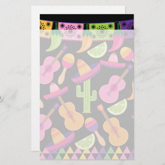 Fiesta-Partysombrero-Kaktus kalkt Paprikaschoten Briefpapier (Vorne/Hinten)