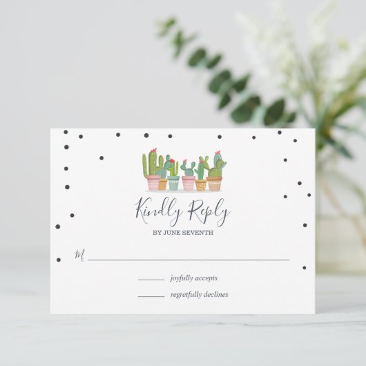 Fiesta Pastel Cactus Brautparty RSVP Cards (Stehend Vorderseite)