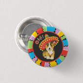 Fiesta Pembroke Welsh Corgi Pinback Button (Vorne & Hinten)