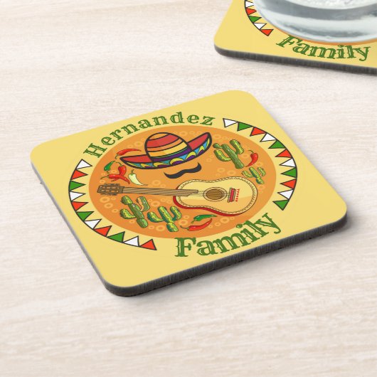 Fiesta Personalisiert NAME Fun Cinco De Mayo Getränkeuntersetzer (Linke Seite)