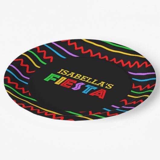 Fiesta Personalisiert Pappteller (Schrägansicht)