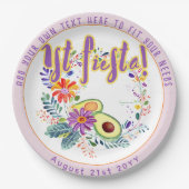 FIESTA Pink Avocado Folkart Blume Custom Pappteller (Vorderseite)