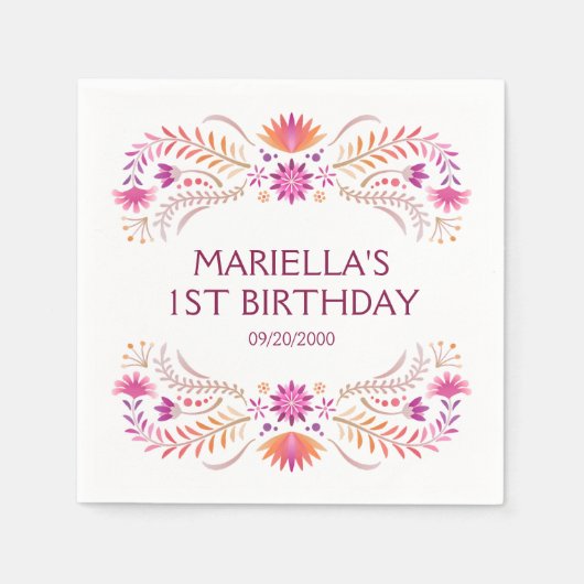 Fiesta Pink Birthday Shower Wedding Serviette (Vorderseite)