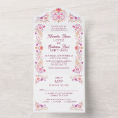 Fiesta Pink Wedding All In One Einladung (Innen Boden)