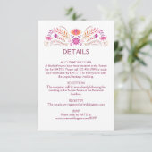 Fiesta Pink Wedding Details Begleitkarte (Stehend Vorderseite)