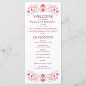 Fiesta Pink Wedding Program Menükarte (Vorderseite)