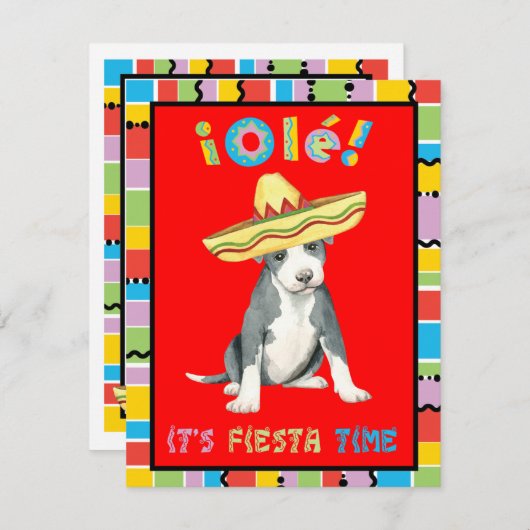 Fiesta Pit Bull Terrier Einladung (Vorne/Hinten)