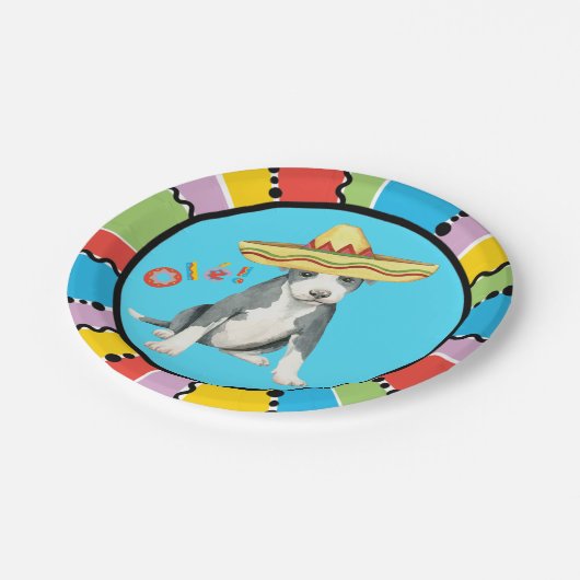 Fiesta Pit Bull Terrier Pappteller (Schrägansicht)