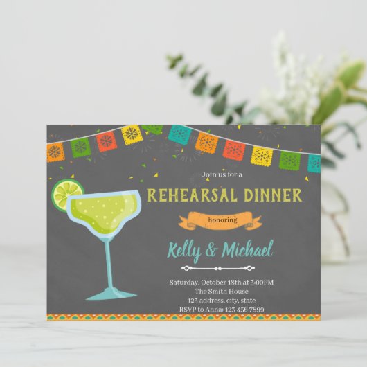 Fiesta Probe Dinner Einladung (Stehend Vorderseite)