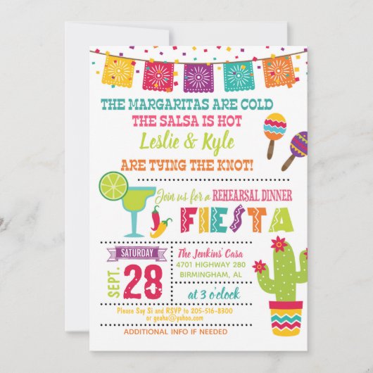 Fiesta Probe Dinner Einladung - Weiß (Vorderseite)