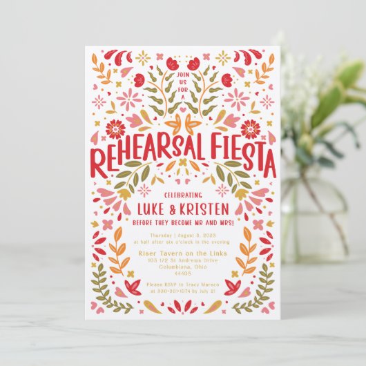 Fiesta Probe Dinner - Luke und Kris Einladung (Stehend Vorderseite)