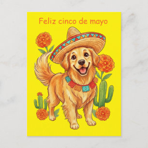 Fiesta Pup Golden Retriever Cinco de Mayo Postkarte