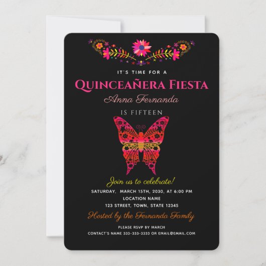 Fiesta Quinceañera Einladung (Vorderseite)