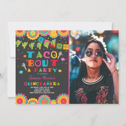 Fiesta Quinceanera Einladung Taco Bout Ein Party (Vorderseite)