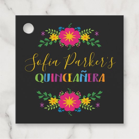Fiesta Quinceñera, farbenfroh Geschenkanhänger (Vorderseite)