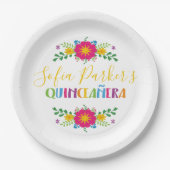 Fiesta Quinceñera, farbenfroh Pappteller (Vorderseite)