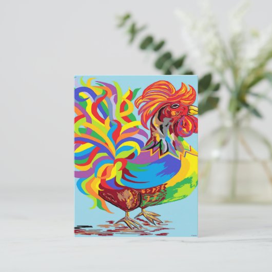 Fiesta Rooster Postkarte (Stehend Vorderseite)