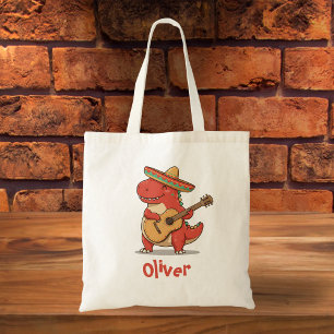 Fiesta roter Dinosaurier mit Sombrero und Gitarre Tragetasche