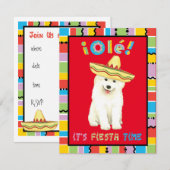Fiesta Samoyed Einladung (Vorne/Hinten)