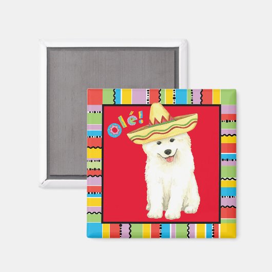 Fiesta Samoyed Magnet (Vorderseite/Rückseite)