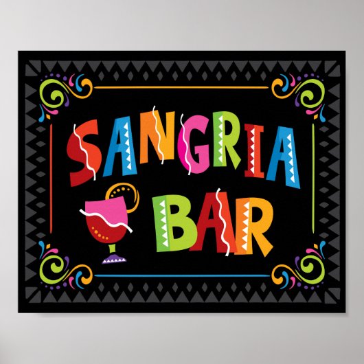 Fiesta SANGRIA BAR Party signieren Poster (Vorne)