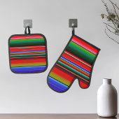 Fiesta Serape Mexican Stripe Pattern Blanket Ofenhandschuh & Topflappen-Set