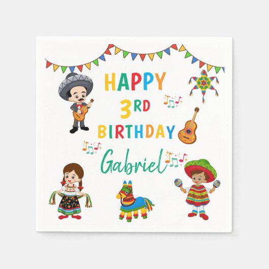 Fiesta, Servietten aus drei Kindergeburtstagen, Pa (Vorderseite)