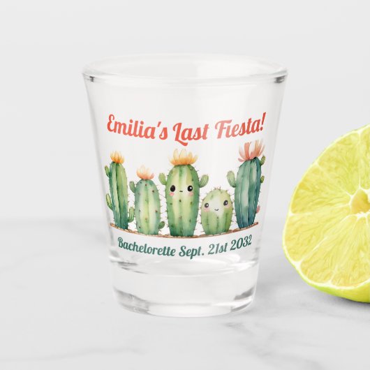 Fiesta Shot Glass Cacti Niedlich Bachelorette Cust Schnapsglas (Vorderseite)
