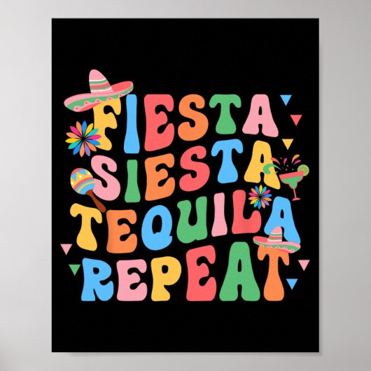 Fiesta Siesta Tequila Repeat Braut Gruppe Junggese Poster (Vorne)