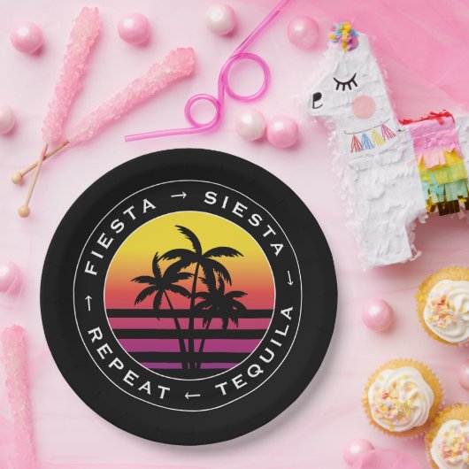 Fiesta Siesta Tequila Repeat Junggeselinnen-Abschi Pappteller (Party)