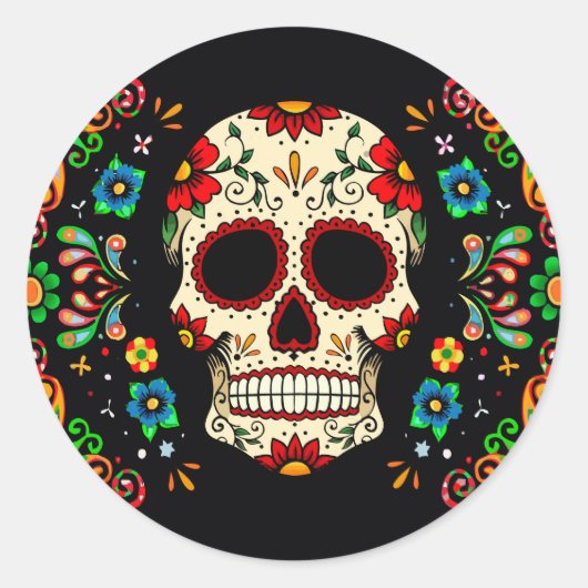 Fiesta Skull Runder Aufkleber (Vorderseite)