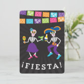 Fiesta Skulls Party Einladung mit Bannern (Stehend Vorderseite)