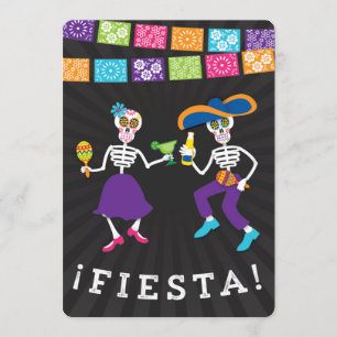 Fiesta Skulls Party Einladung mit Bannern