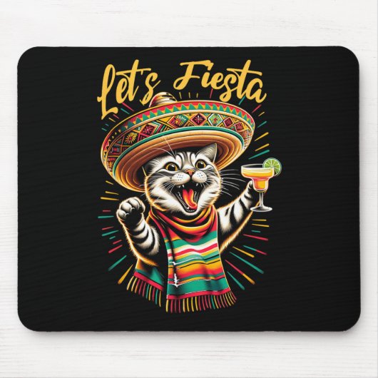 Fiesta Sombrero Cat Cinco De Mayo Fu Mousepad (Vorne)
