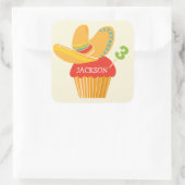 Fiesta Sombrero Cupcake Personalisierter Aufkleber (Tasche)