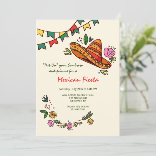 Fiesta Sombrero Einladung (Stehend Vorderseite)