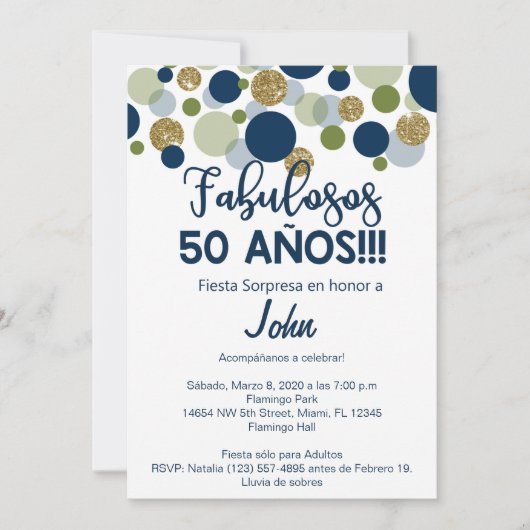 Fiesta sorpresa, Einladung zum Geburtstag von Männ (Vorderseite)