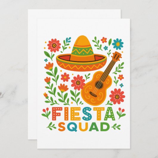 Fiesta Squad - farbenfrohe Party Vibes Einladung (Vorne/Hinten)