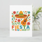 Fiesta Squad - farbenfrohe Party Vibes Einladung (Stehend Vorderseite)