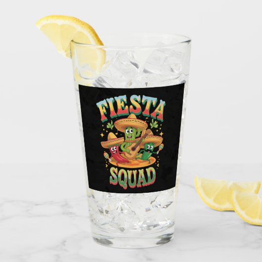 Fiesta Squad Funny Cinco De Mayo Mexikanisches Par Glas (Vorderseite Ice)