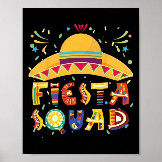 Fiesta Squad Mexico Fiesta Taco Guitar Cinco De Ma Poster (Vorne)