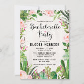 Fiesta Succulent Pink Floral Bachelorette Einladun Einladung (Vorderseite)