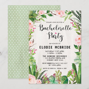 Fiesta Succulent Pink Floral Bachelorette Einladun Einladung
