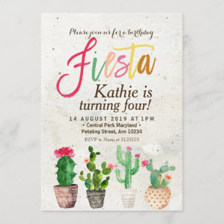 Fiesta Succulent zum Geburtstag Einladung