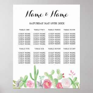 Fiesta Table Plan Hochzeitplakat 8 Sitzkakteen Poster