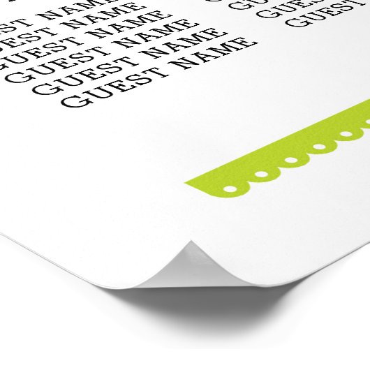 Fiesta Table Plan Hochzeitplakat 8 Sitzplätze Poster (Ecke)