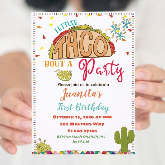 Fiesta Taco Birthday Einladung geschlechtsneutral