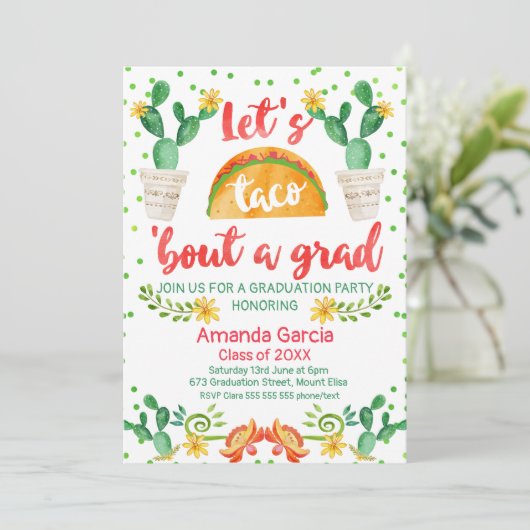 Fiesta Taco Bout A Grad Party Einladung (Stehend Vorderseite)